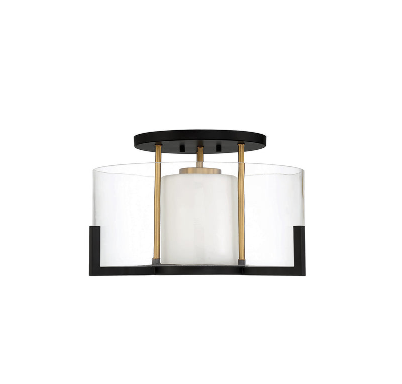 Savoy House 6-1981-1-143 One Light Semi-Flush Mount, Matte Black with Warm Brass