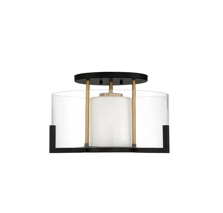 Savoy House 6-1981-1-143 One Light Semi-Flush Mount, Matte Black with Warm Brass