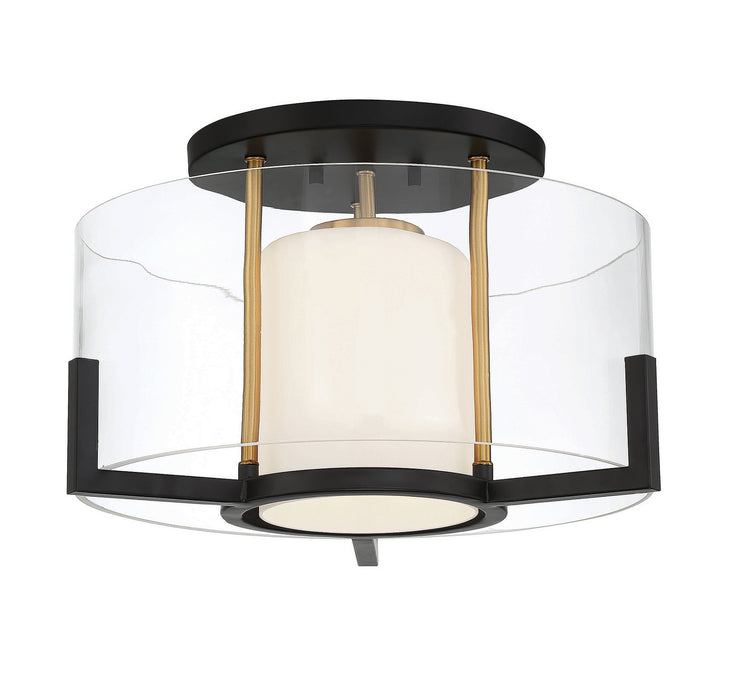 Savoy House 6-1981-1-143 One Light Semi-Flush Mount, Matte Black with Warm Brass