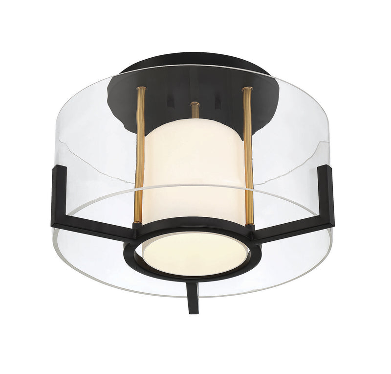 Savoy House 6-1981-1-143 One Light Semi-Flush Mount, Matte Black with Warm Brass