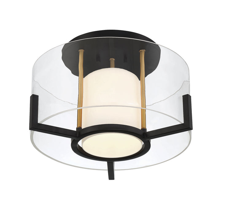 Savoy House 6-1981-1-143 One Light Semi-Flush Mount, Matte Black with Warm Brass