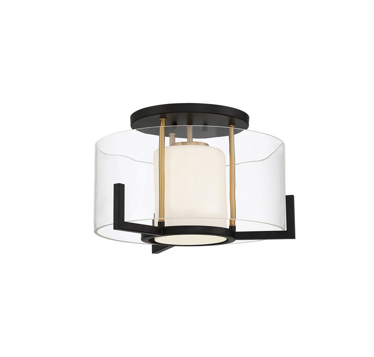 Savoy House 6-1981-1-143 One Light Semi-Flush Mount, Matte Black with Warm Brass