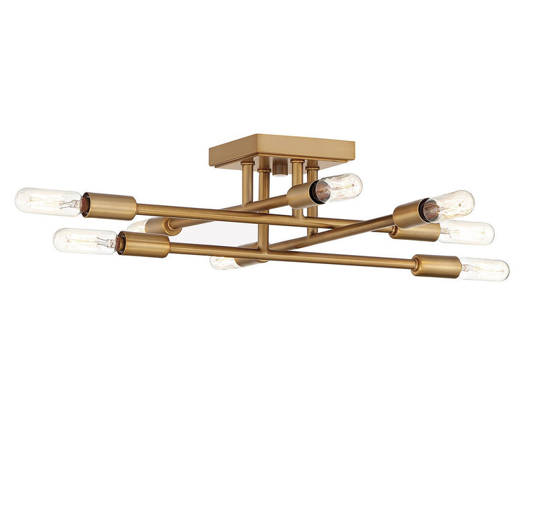 Savoy House 6-7003-8-322 Eight Light Semi-Flush Mount, Warm Brass