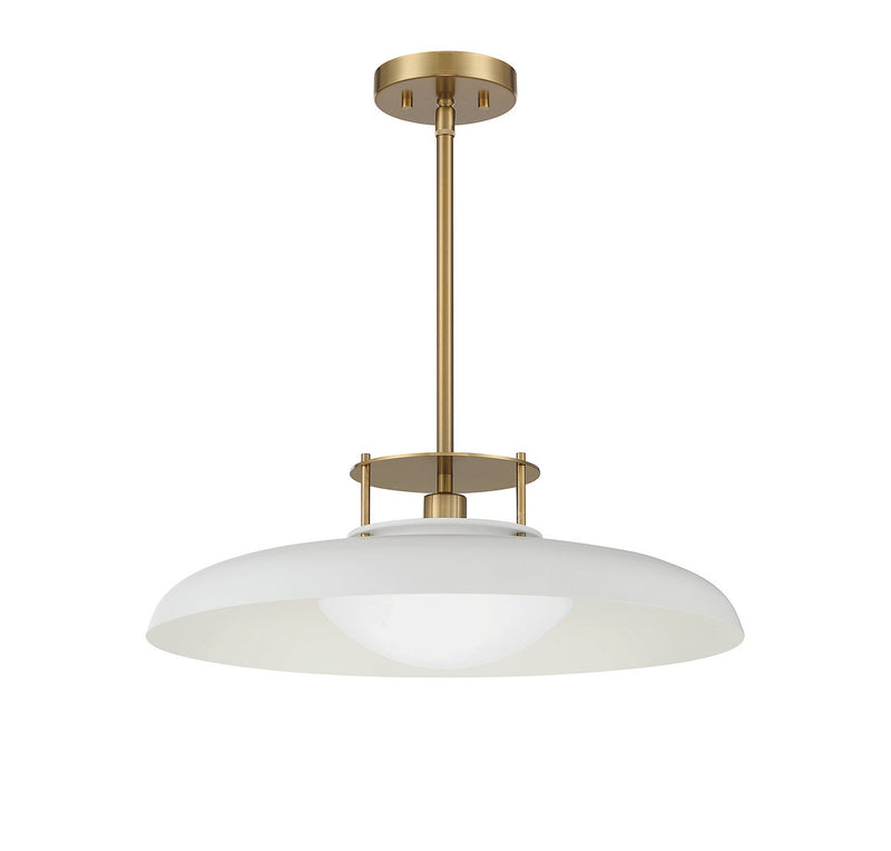 Savoy House 7-1690-1-142 One Light Pendant, White with Warm Brass