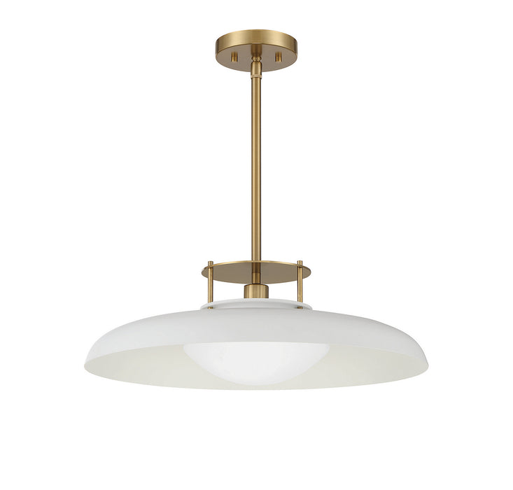 Savoy House 7-1690-1-142 One Light Pendant, White with Warm Brass