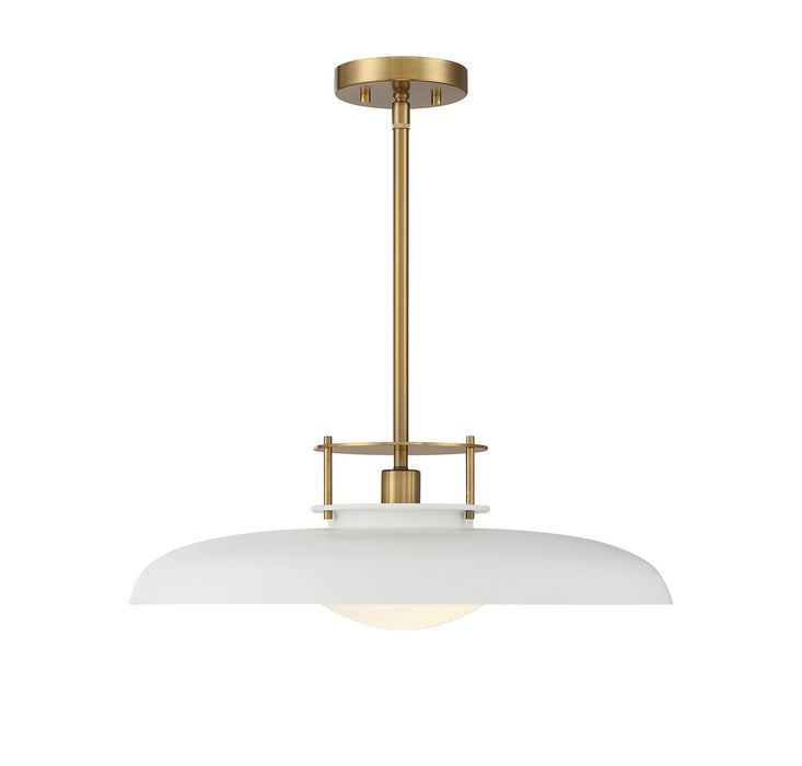 Savoy House 7-1690-1-142 One Light Pendant, White with Warm Brass