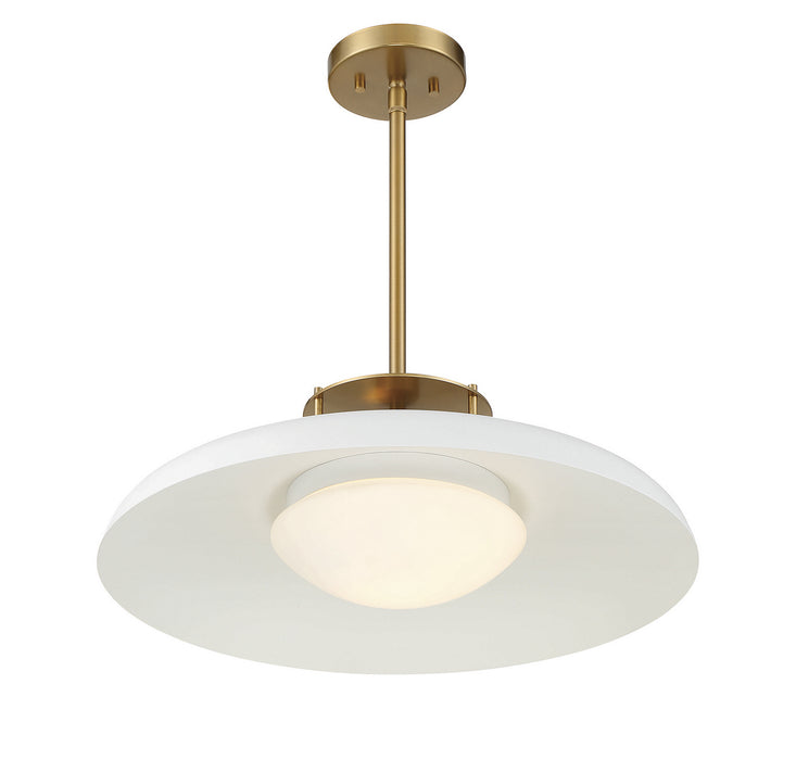 Savoy House 7-1690-1-142 One Light Pendant, White with Warm Brass