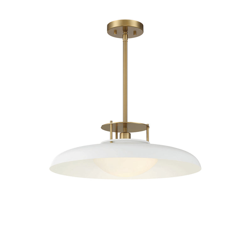Savoy House 7-1690-1-142 One Light Pendant, White with Warm Brass