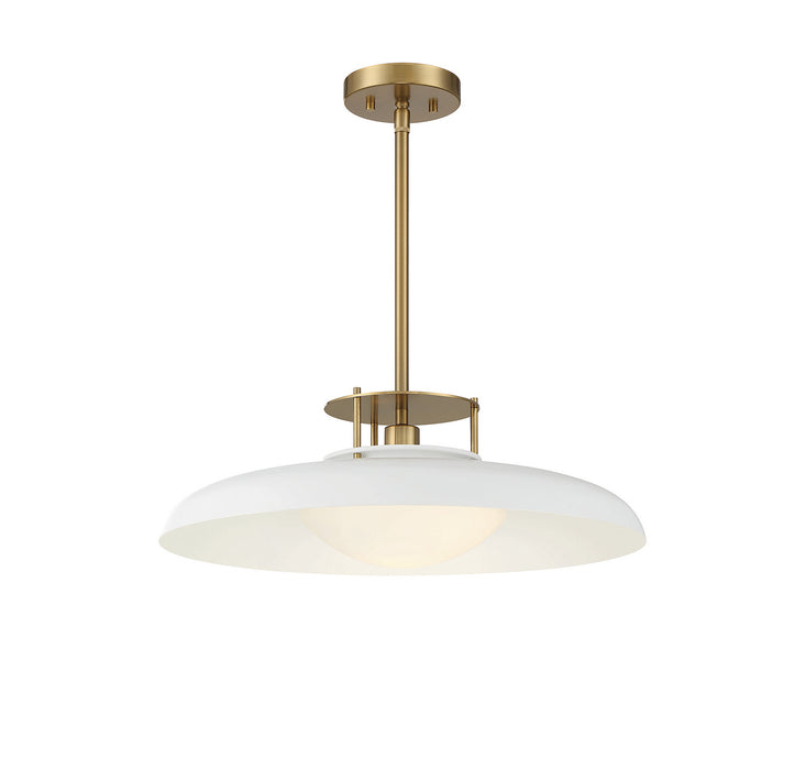 Savoy House 7-1690-1-142 One Light Pendant, White with Warm Brass