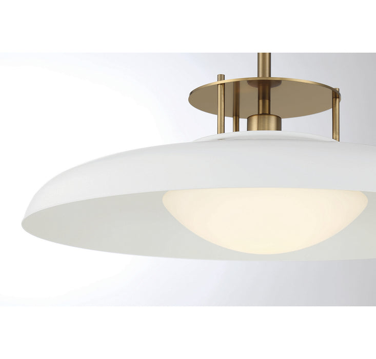 Savoy House 7-1690-1-142 One Light Pendant, White with Warm Brass