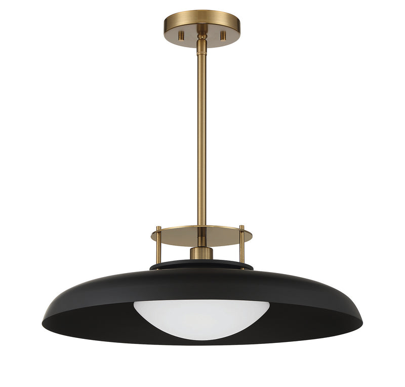 Savoy House 7-1690-1-143 One Light Pendant, Matte Black with Warm Brass