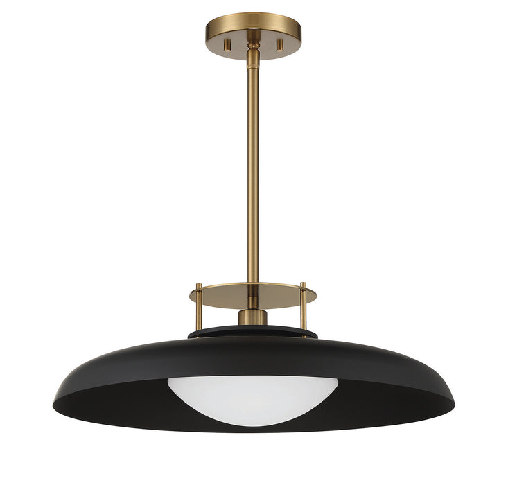 Savoy House 7-1690-1-143 One Light Pendant, Matte Black with Warm Brass