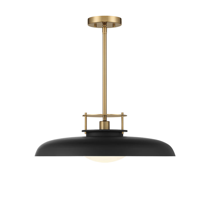 Savoy House 7-1690-1-143 One Light Pendant, Matte Black with Warm Brass