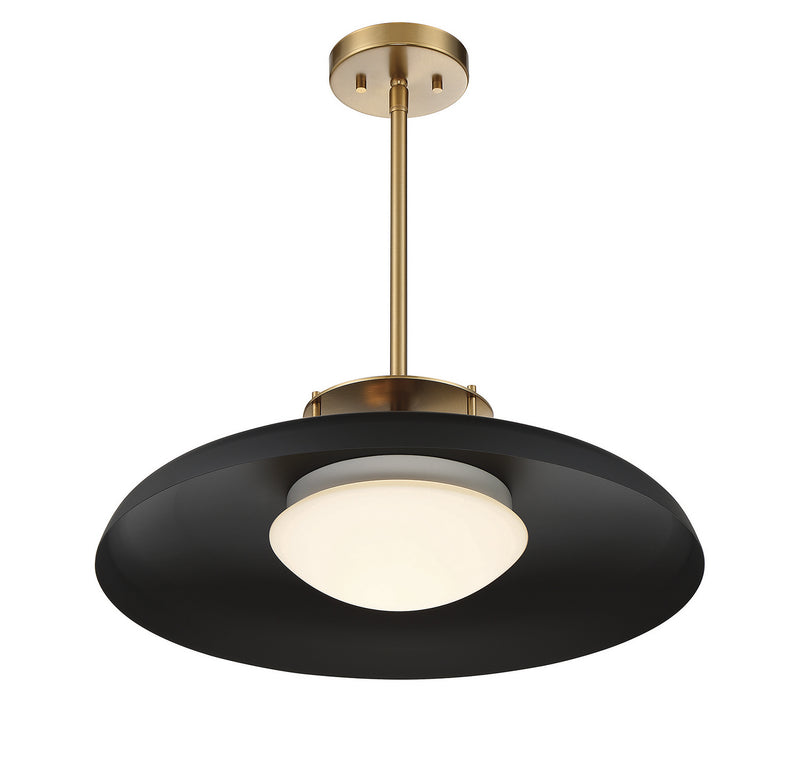 Savoy House 7-1690-1-143 One Light Pendant, Matte Black with Warm Brass