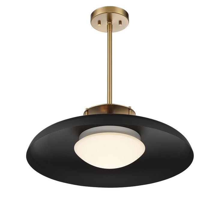 Savoy House 7-1690-1-143 One Light Pendant, Matte Black with Warm Brass