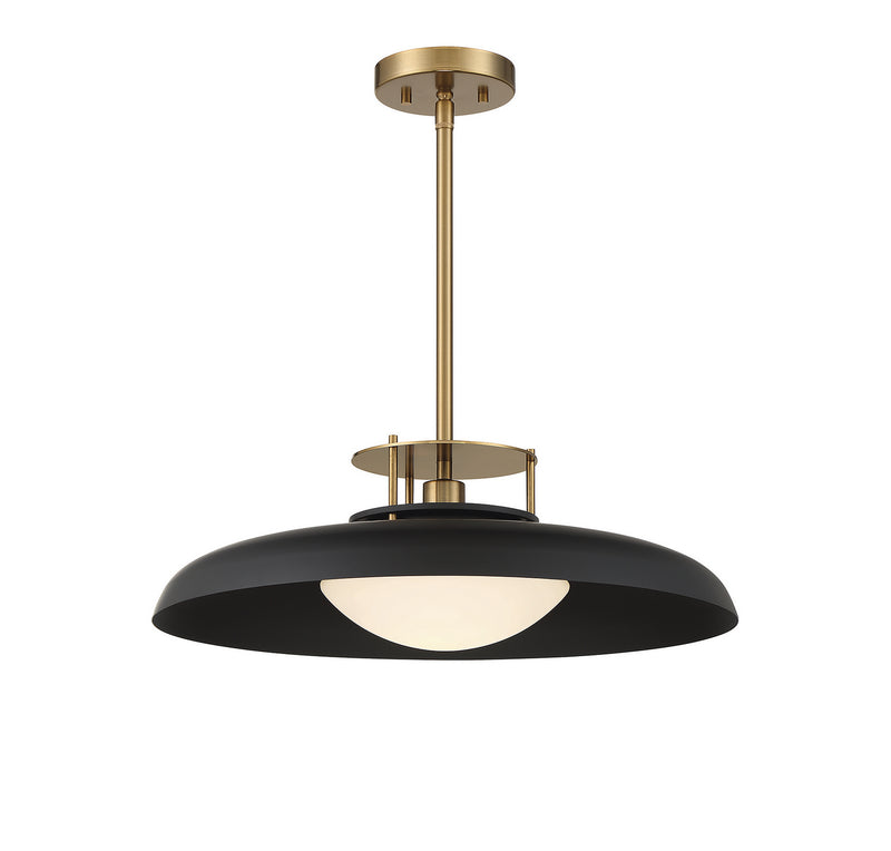 Savoy House 7-1690-1-143 One Light Pendant, Matte Black with Warm Brass