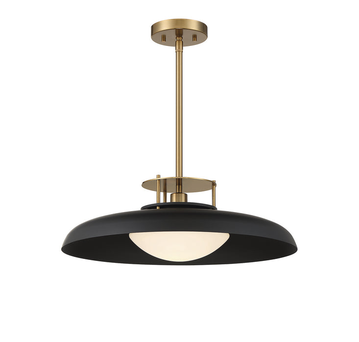 Savoy House 7-1690-1-143 One Light Pendant, Matte Black with Warm Brass
