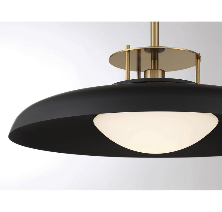 Savoy House 7-1690-1-143 One Light Pendant, Matte Black with Warm Brass