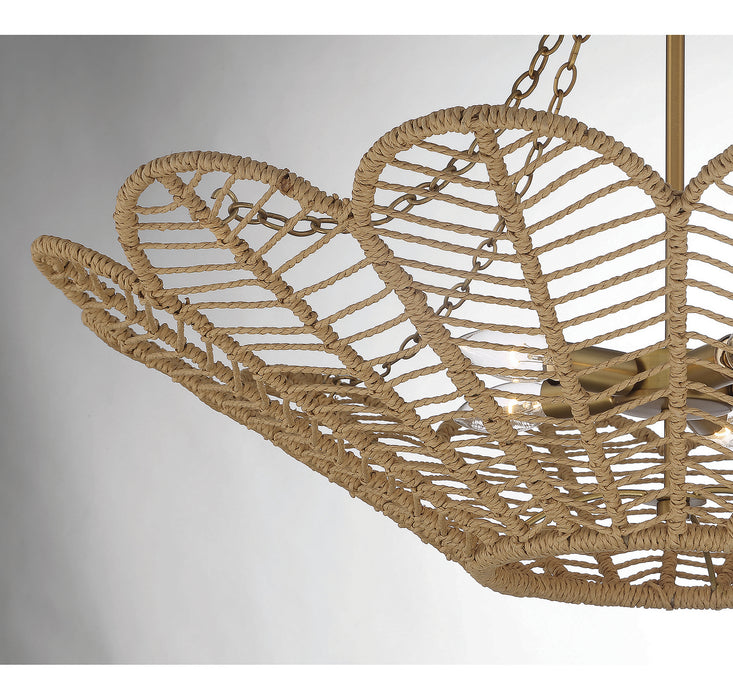 Savoy House 7-1825-5-320 Five Light Pendant, Warm Brass and Rope