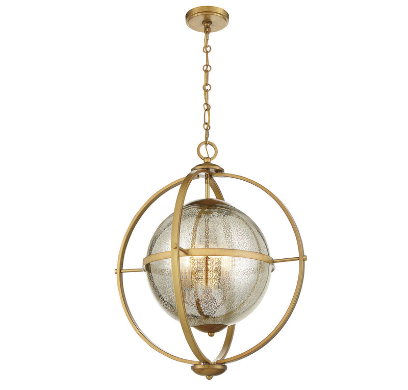 Savoy House 7-1872-3-322 Three Light Pendant, Warm Brass