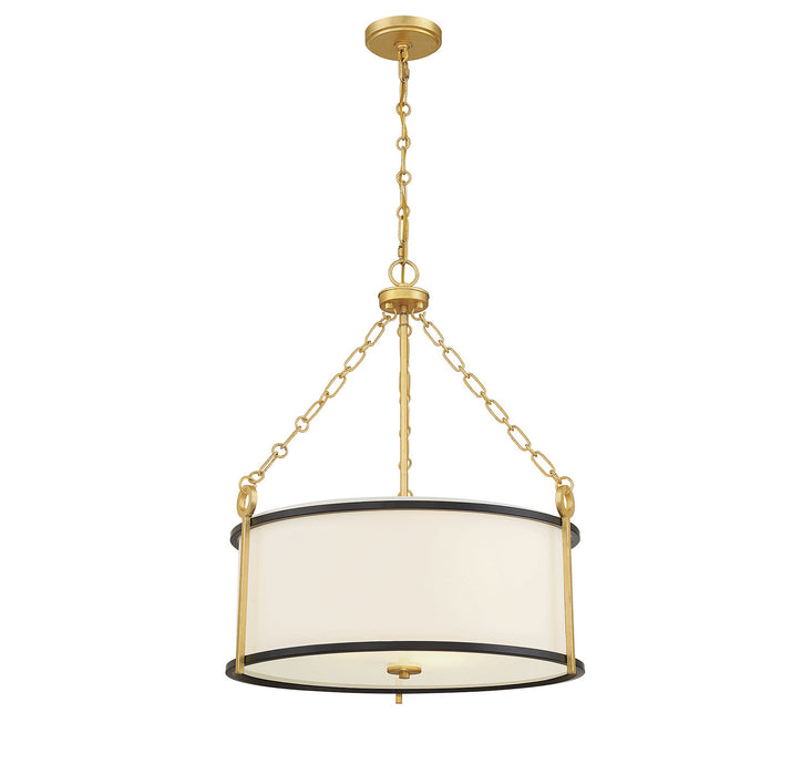 Savoy House 7-1920-3-261 Three Light Pendant, Matte Black with True Gold