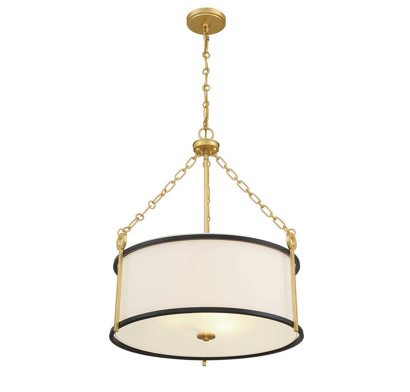 Savoy House 7-1920-3-261 Three Light Pendant, Matte Black with True Gold