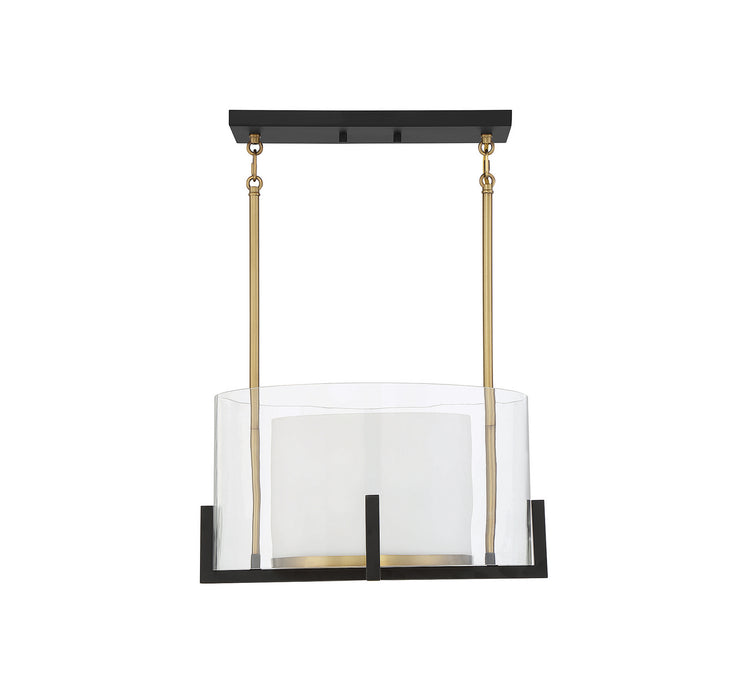 Savoy House 7-1983-1-143 One Light Pendant, Matte Black with Warm Brass Accents