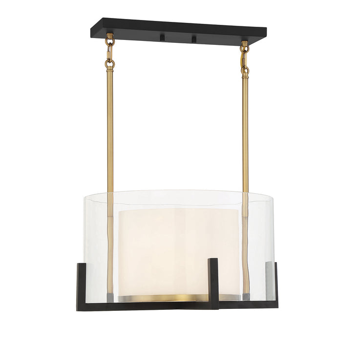 Savoy House 7-1983-1-143 One Light Pendant, Matte Black with Warm Brass Accents