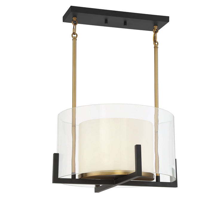 Savoy House 7-1983-1-143 One Light Pendant, Matte Black with Warm Brass Accents