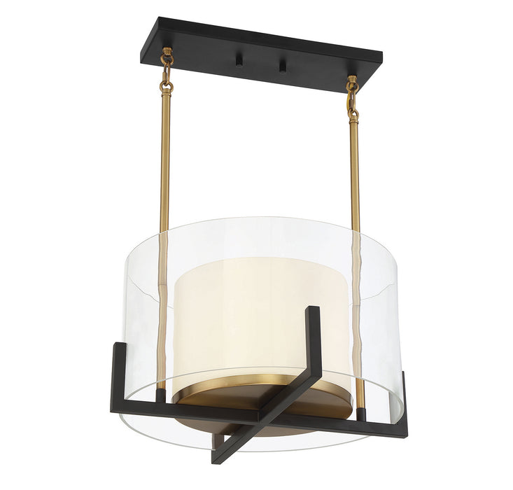 Savoy House 7-1983-1-143 One Light Pendant, Matte Black with Warm Brass Accents