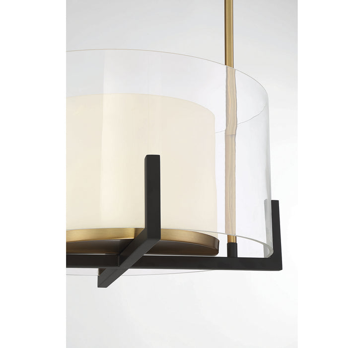 Savoy House 7-1983-1-143 One Light Pendant, Matte Black with Warm Brass Accents