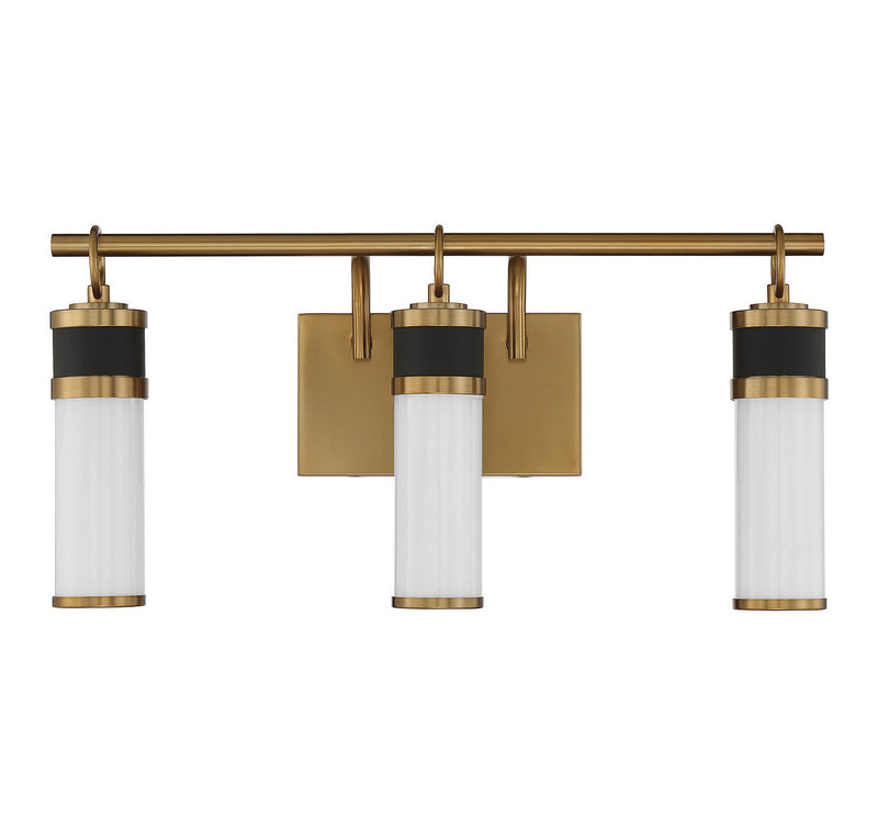 Savoy House 8-1638-3-143 LED Bathroom Vanity, Matte Black with Warm Brass