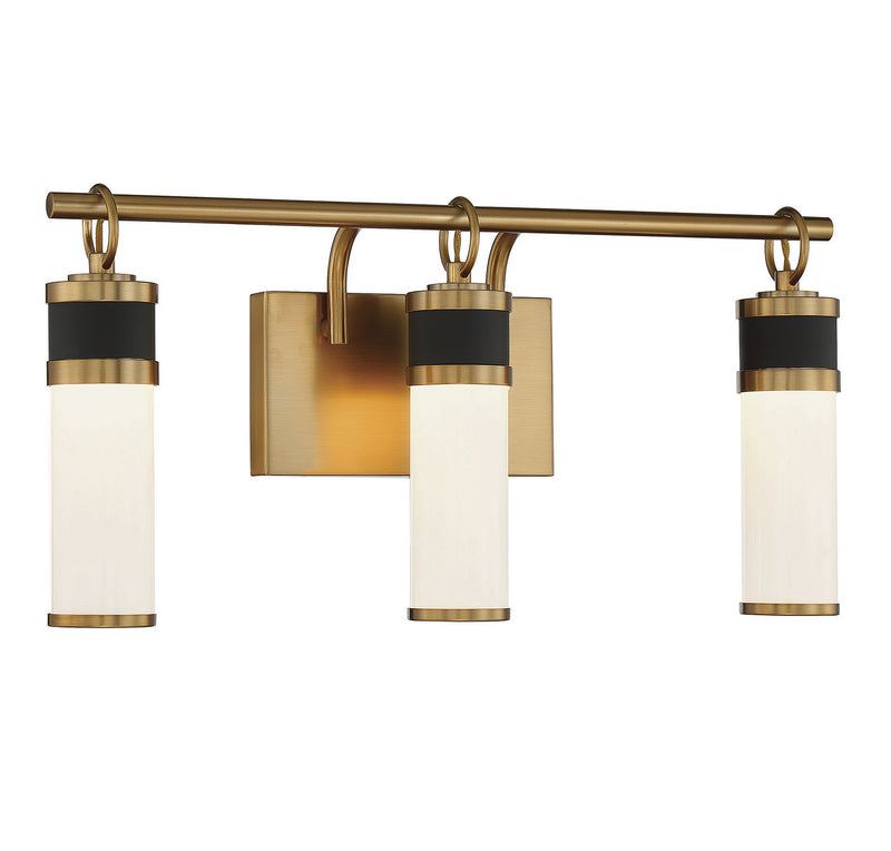 Savoy House 8-1638-3-143 LED Bathroom Vanity, Matte Black with Warm Brass