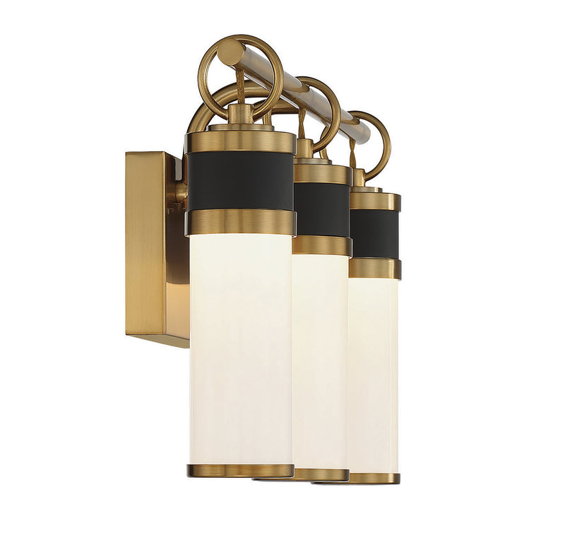 Savoy House 8-1638-3-143 LED Bathroom Vanity, Matte Black with Warm Brass