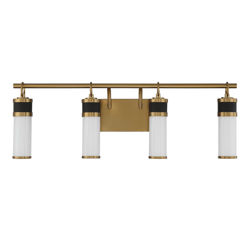Savoy House 8-1638-4-143 LED Bathroom Vanity, Matte Black with Warm Brass