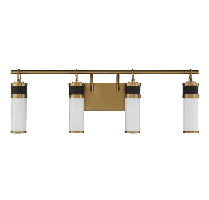 Savoy House 8-1638-4-143 LED Bathroom Vanity, Matte Black with Warm Brass