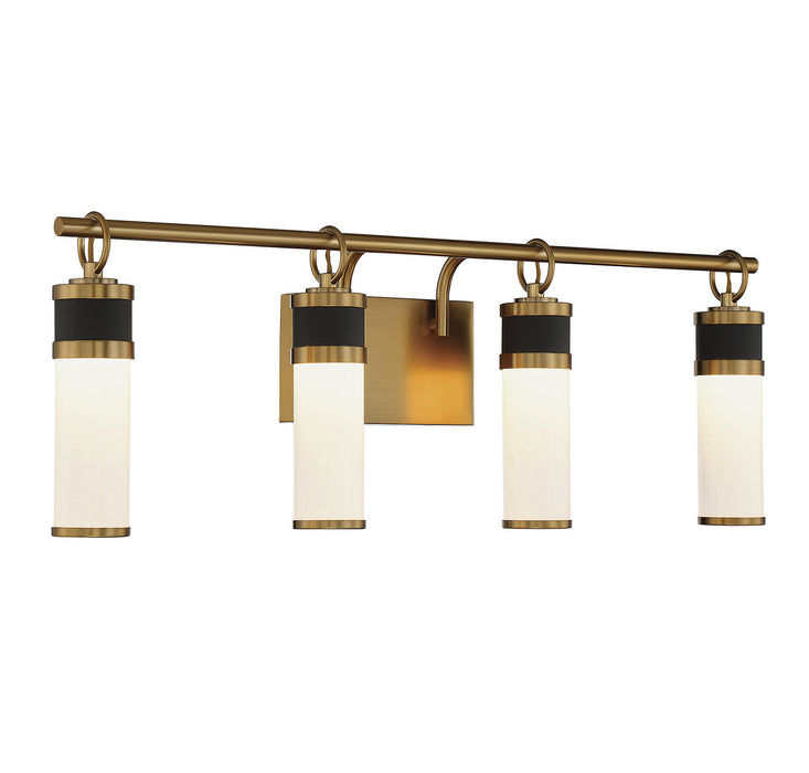Savoy House 8-1638-4-143 LED Bathroom Vanity, Matte Black with Warm Brass
