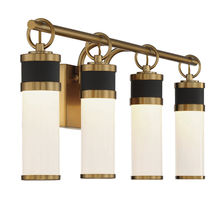 Savoy House 8-1638-4-143 LED Bathroom Vanity, Matte Black with Warm Brass