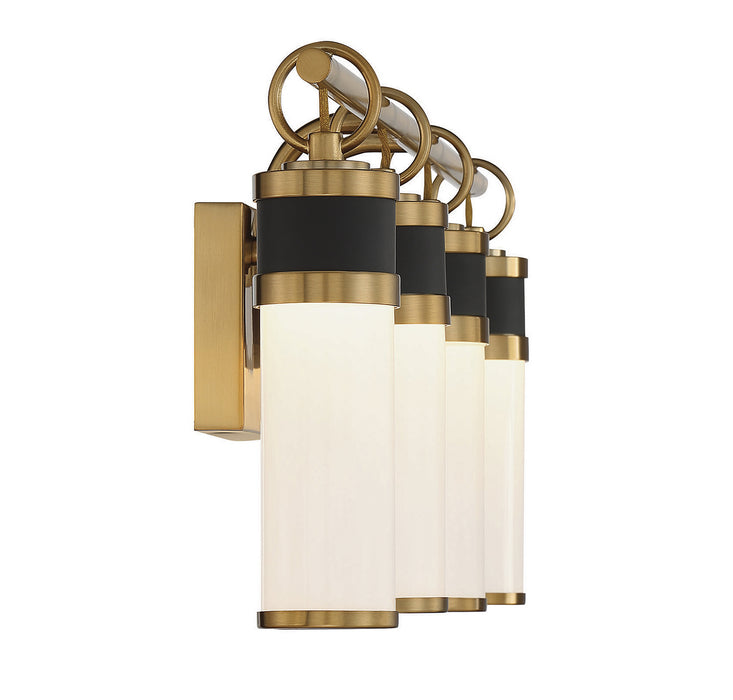 Savoy House 8-1638-4-143 LED Bathroom Vanity, Matte Black with Warm Brass