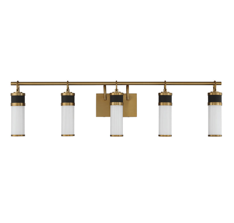 Savoy House 8-1638-5-143 LED Bathroom Vanity, Matte Black with Warm Brass