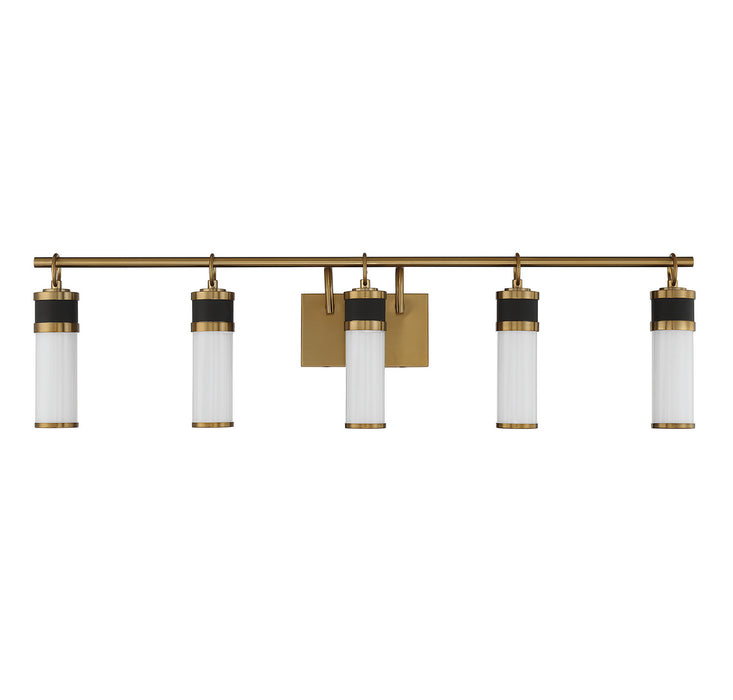 Savoy House 8-1638-5-143 LED Bathroom Vanity, Matte Black with Warm Brass