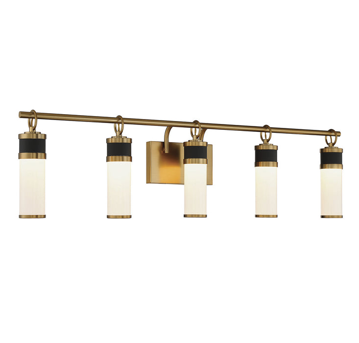 Savoy House 8-1638-5-143 LED Bathroom Vanity, Matte Black with Warm Brass