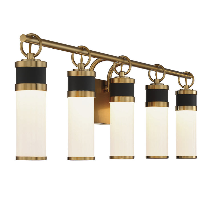 Savoy House 8-1638-5-143 LED Bathroom Vanity, Matte Black with Warm Brass