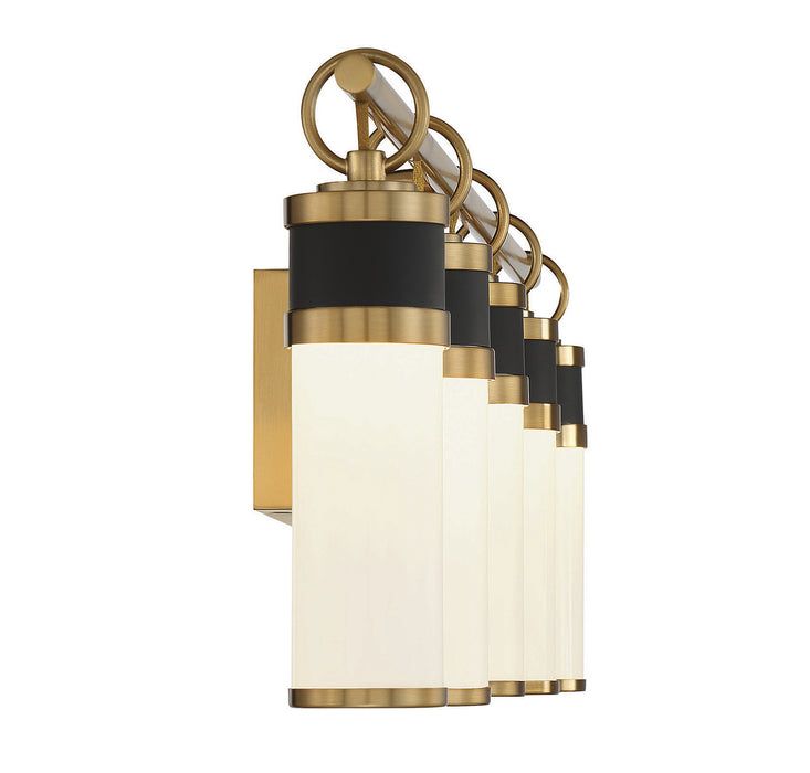 Savoy House 8-1638-5-143 LED Bathroom Vanity, Matte Black with Warm Brass