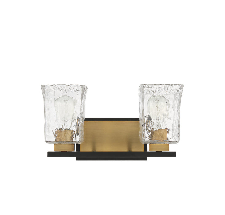 Savoy House 8-1720-2-143 Two Light Bathroom Vanity, Matte Black with Warm Brass