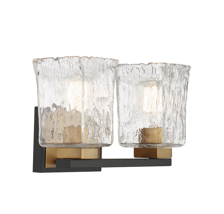 Savoy House 8-1720-2-143 Two Light Bathroom Vanity, Matte Black with Warm Brass