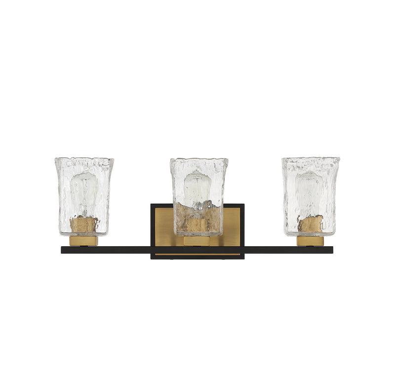 Savoy House 8-1720-3-143 Three Light Bathroom Vanity, Matte Black with Warm Brass