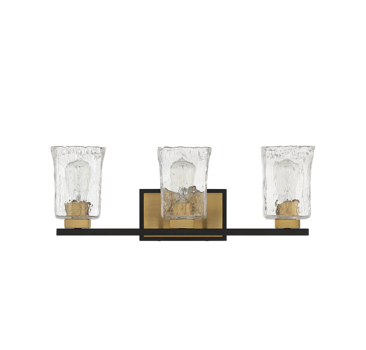 Savoy House 8-1720-3-143 Three Light Bathroom Vanity, Matte Black with Warm Brass