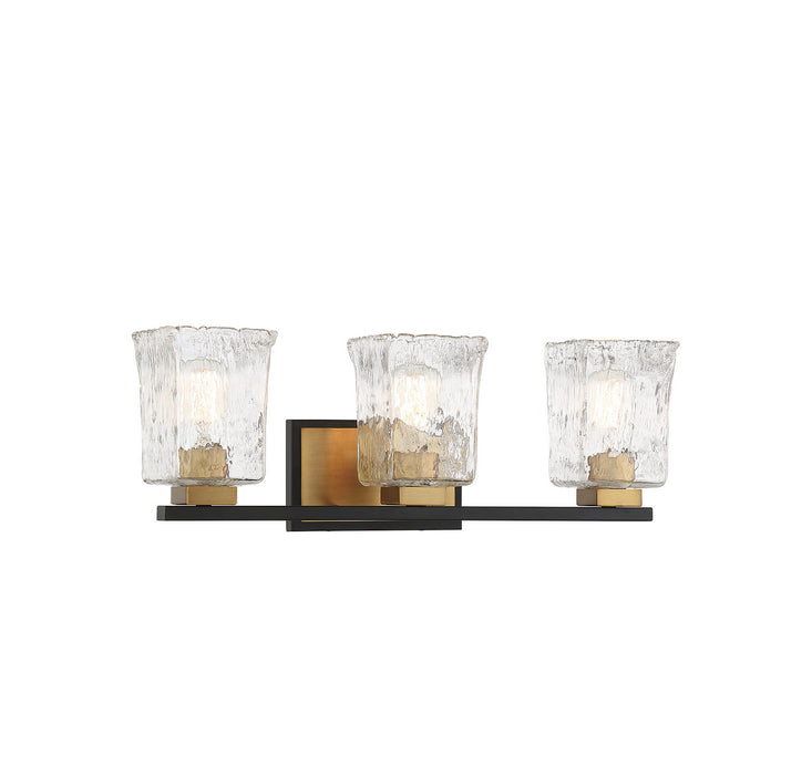 Savoy House 8-1720-3-143 Three Light Bathroom Vanity, Matte Black with Warm Brass