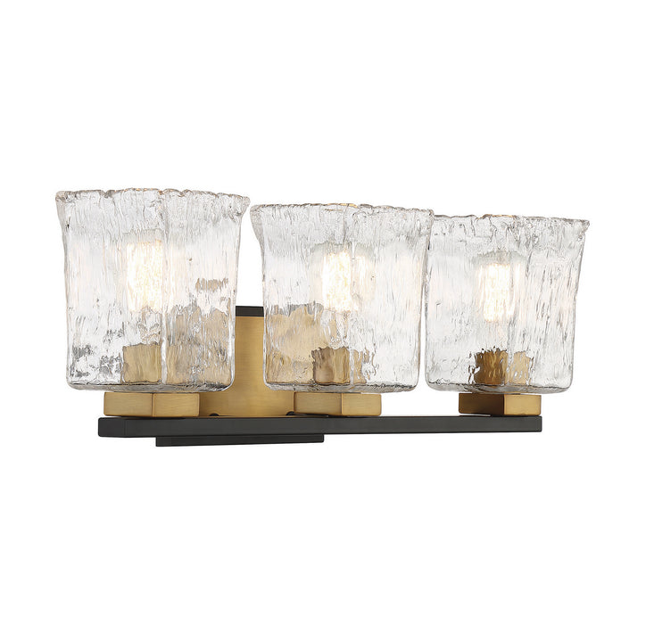 Savoy House 8-1720-3-143 Three Light Bathroom Vanity, Matte Black with Warm Brass
